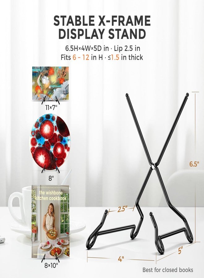 TRLife TR-LIFE Plate Stands for Display, 6.5 inch, 2 Pack, Metal Picture Holder Easel Stand for 6-12 in Plates, Frames and Books, up to 1.5 in Thick - Image 2